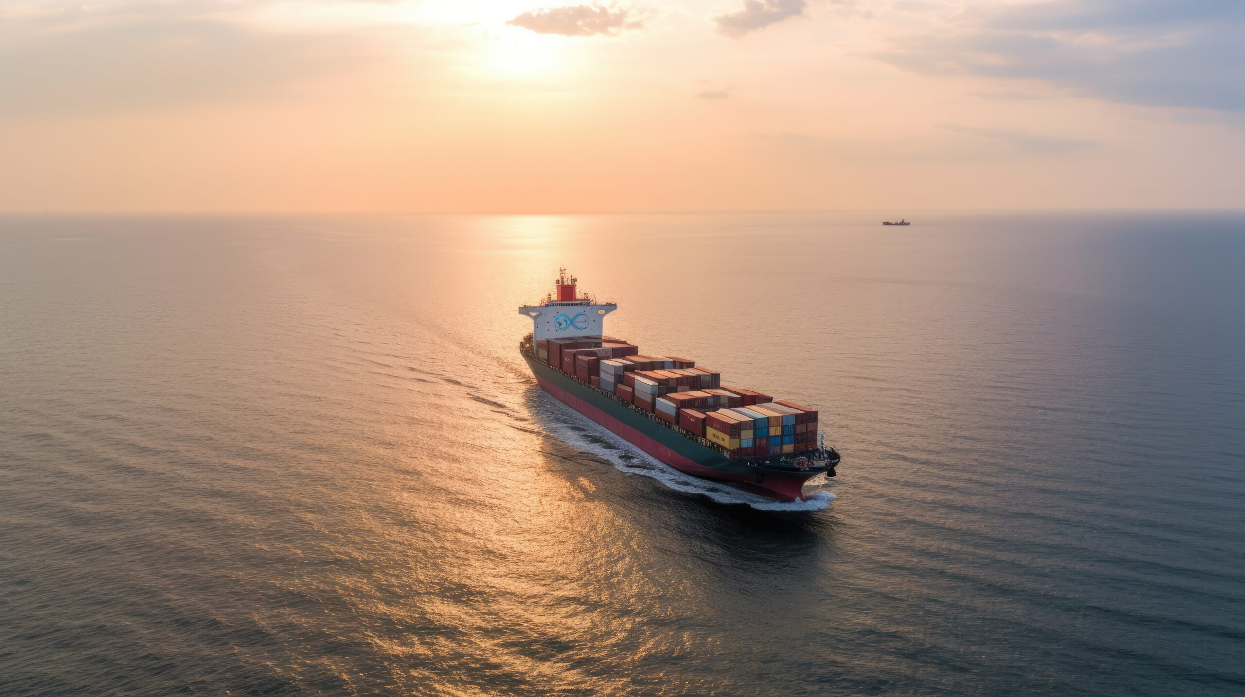 Aerial top view of cargo container business ship, global express in the ocean, logistic freight shipping and transportation, container cargo maritime ship with Generative AI.